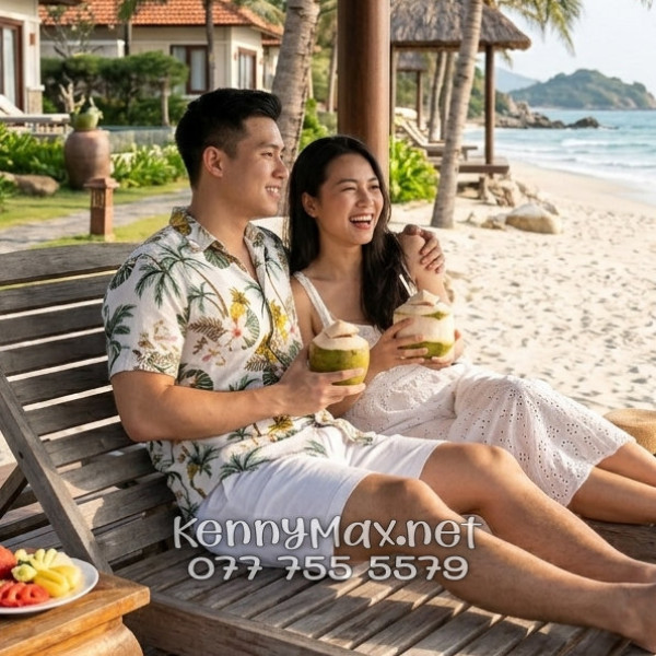 Áo Sơ Mi Nam Nữ Du Lịch Vải Đũi Họa Tiết Dứa Cây Dừa Hoa Sứ