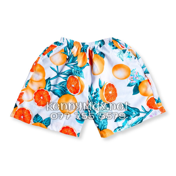 Set Áo Sơ Mi Quần Short Tropical Cam Vàng Nền Trắng Đi Biển Nam Nữ