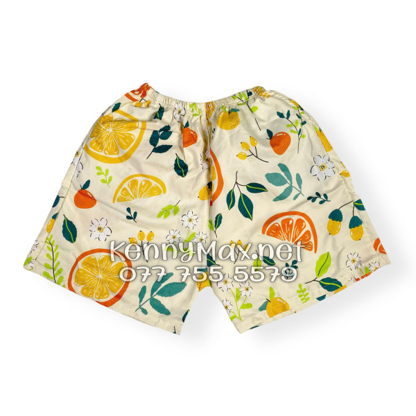 Set Áo Sơ Mi Quần Short Tropical Trái Cam Vàng Nhạt Đi Biển Nam Nữ