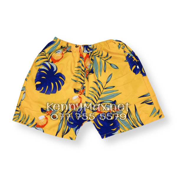 Set Áo Sơ Mi Quần Short Tropical Trái Đào Vàng Đậm Đi Biển Nam Nữ