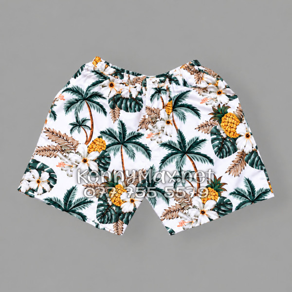 Set Áo Sơ Mi Quần Short Tropical Thơm Dứa Cây Dừa Hoa Sứ Trắng Đi Biển Nam Nữ