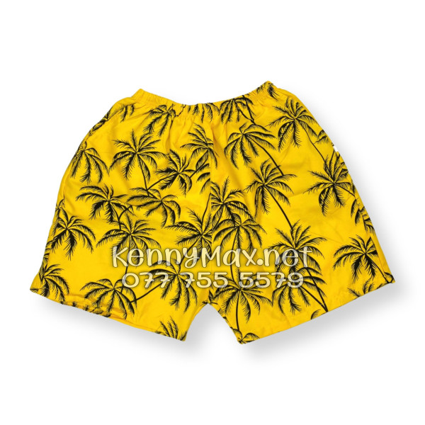 Set Áo Sơ Mi Quần Short Tropical Cây Dừa Đen Nền Vàng Đi Biển Nam Nữ