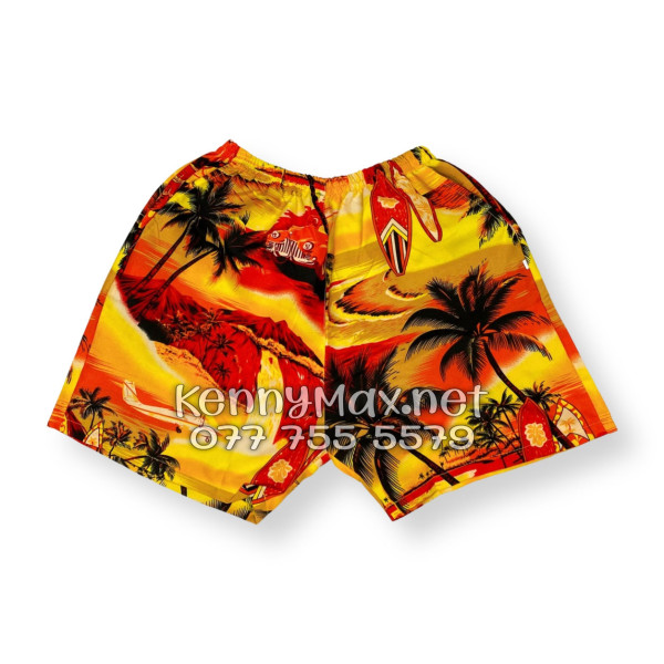 Set Áo Sơ Mi Quần Short Tropical Hoàng Hôn Cây Dừa Cam Đỏ Đi Biển Nam Nữ