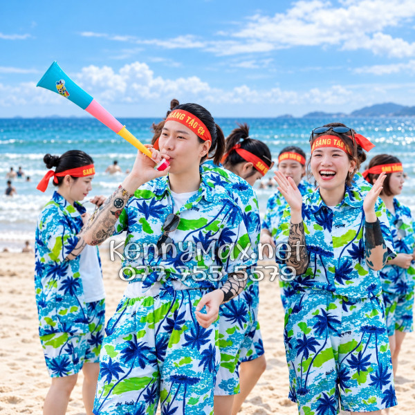 Set Áo Sơ Mi Quần Short Tropical Cây Dừa Trắng Đi Biển Nam Nữ