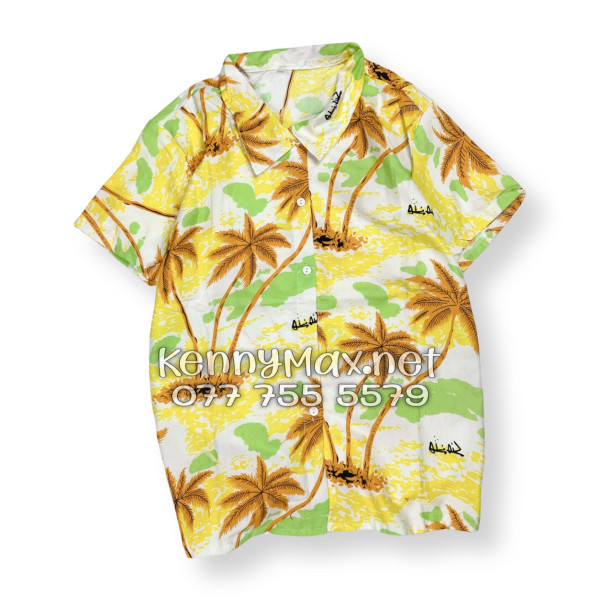 Set Áo Sơ Mi Quần Short Tropical Cây Dừa Nâu Đi Biển Nam Nữ