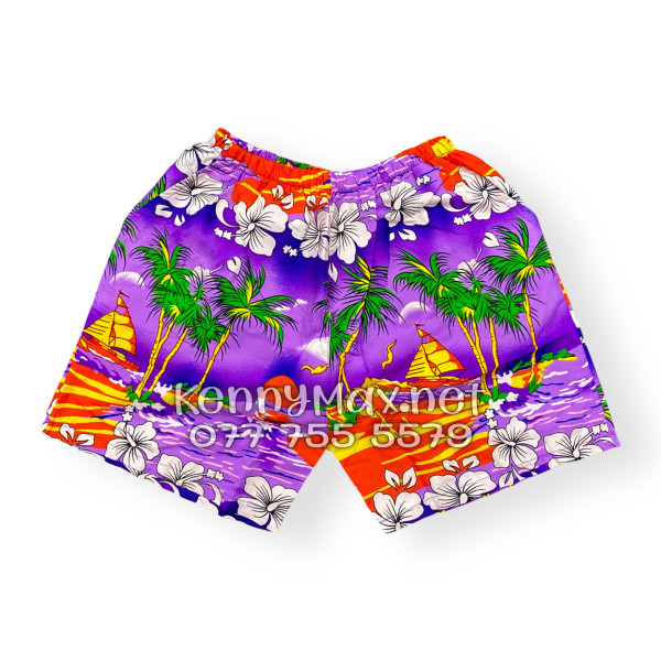 Set Áo Sơ Mi Quần Short Tropical Cây Dừa Tím Đi Biển Nam Nữ