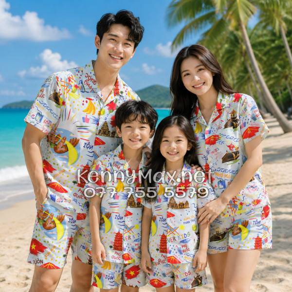Set Áo Sơ Mi Quần Short Tropical Du Lịch Việt Nam Hà Nội Sài Gòn Đà Nẵng Phú Quốc Phan Thiết Mũi Né Nha Trang Vũng Tàu Xanh