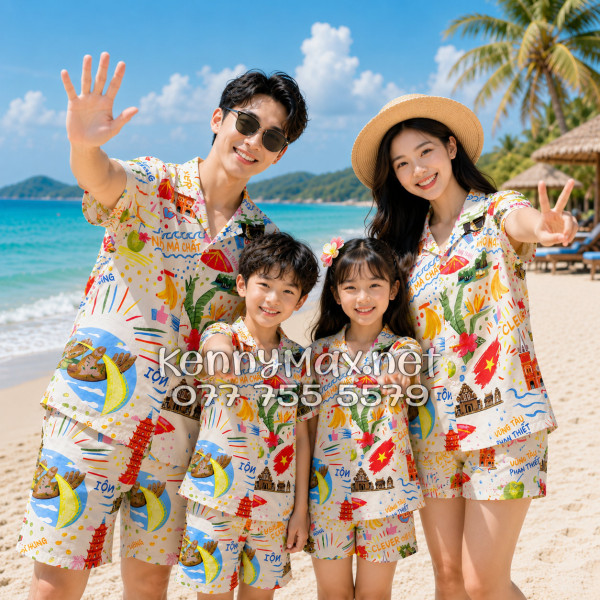Set Áo Sơ Mi Quần Short Tropical Du Lịch Việt Nam Hà Nội Sài Gòn Đà Nẵng Phú Quốc Phan Thiết Mũi Né Nha Trang Vũng Tàu Màu Kem Nhạt