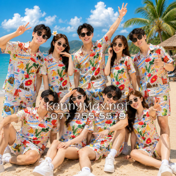 Set Áo Sơ Mi Quần Short Tropical Du Lịch Việt Nam Hà Nội Sài Gòn Đà Nẵng Phú Quốc Phan Thiết Mũi Né Nha Trang Vũng Tàu Màu Kem Nhạt
