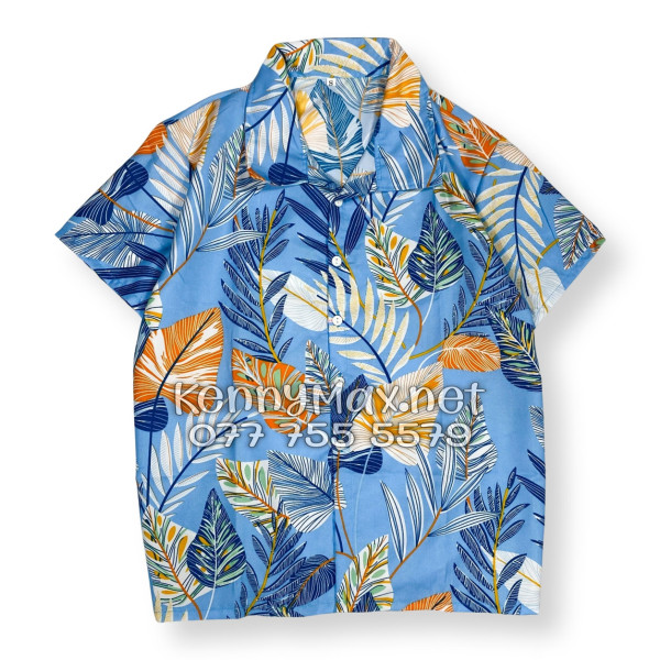 Set Áo Sơ Mi Quần Short Tropical Lá Môn Xanh Đi Biển Nam Nữ