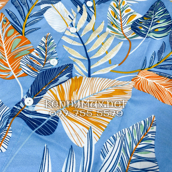 Set Áo Sơ Mi Quần Short Tropical Lá Môn Xanh Đi Biển Nam Nữ