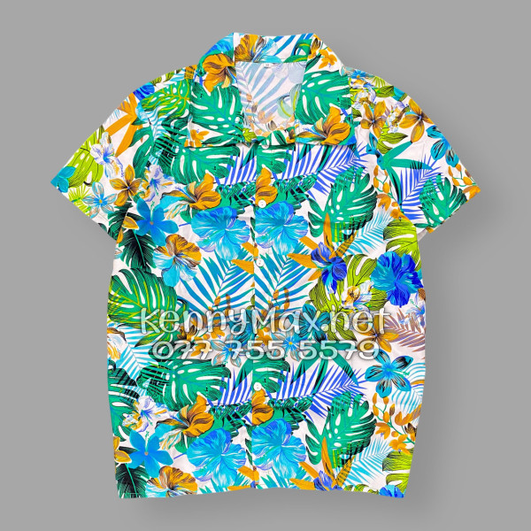 Set Áo Sơ Mi Quần Short Tropical Lá Rùa Đi Biển Nam Nữ