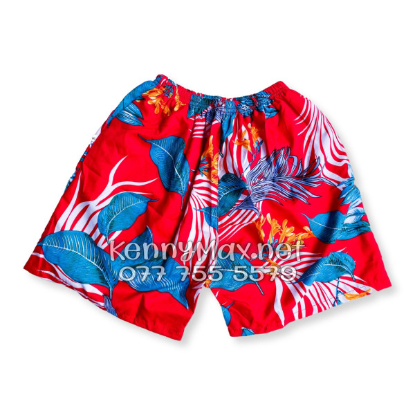 Set Áo Sơ Mi Quần Short Tropical Hoa Lá Đỏ Đi Biển Nam Nữ