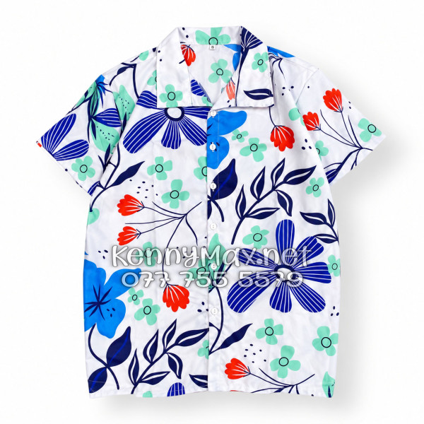 Set Áo Sơ Mi Quần Short Tropical Hoa Tulip Đi Biển Nam Nữ