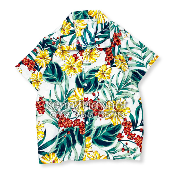 Set Áo Sơ Mi Quần Short Tropical Bông Hoa Dăm Bụt Đi Biển Nam Nữ