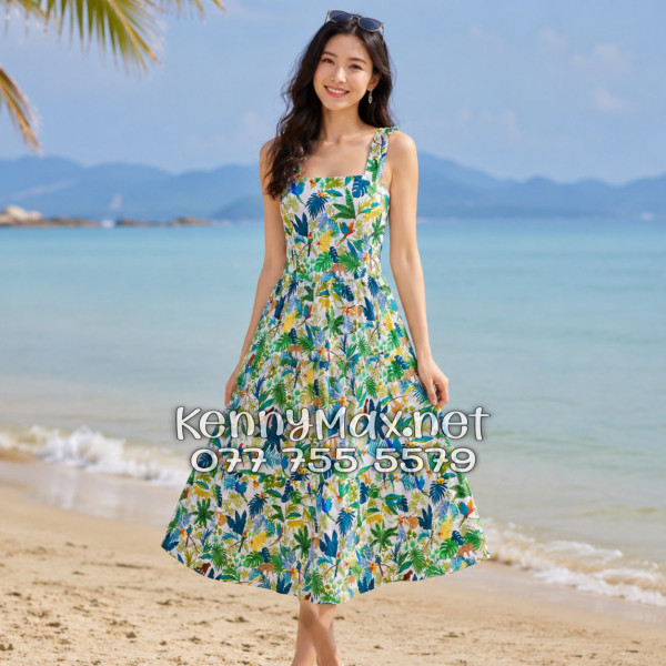 Đầm Nữ Du Lịch Kate Thái Họa Tiết Thiên Nhiên Tropical