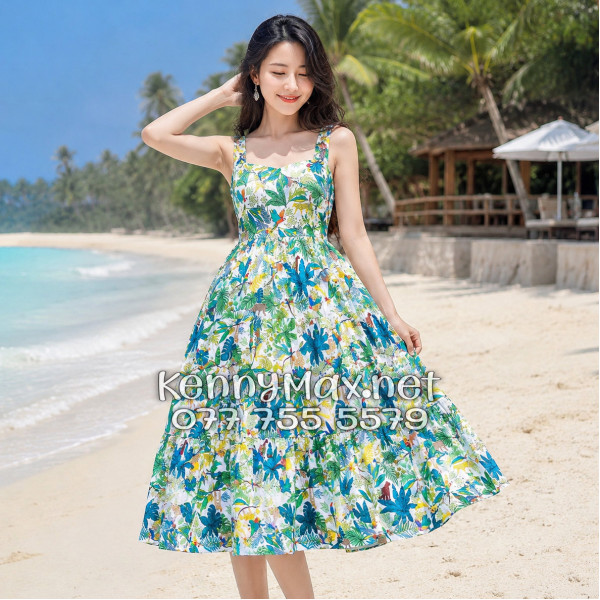 Đầm Nữ Du Lịch Kate Thái Họa Tiết Thiên Nhiên Tropical