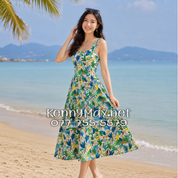 Đầm Nữ Du Lịch Kate Thái Họa Tiết Thiên Nhiên Tropical