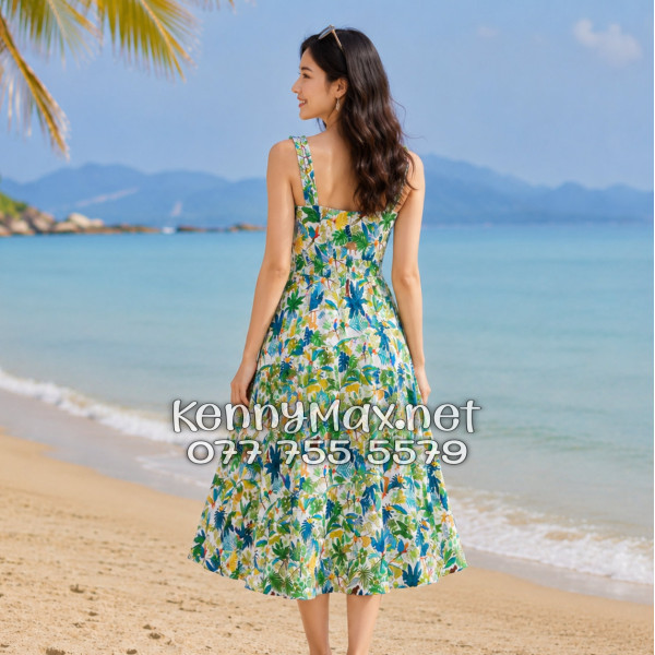 Đầm Nữ Du Lịch Kate Thái Họa Tiết Thiên Nhiên Tropical
